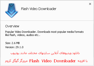 افزونه Flash Video Downloader مرورگر گوگل کروم
